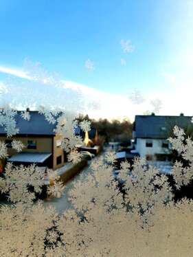 Winter Schnee Fenster Frost Eissterne