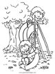 Zeichnung von Kindern auf einer Rutsche auf einem Spielplatz