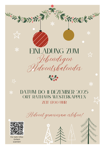 Beige and Green Minimalist Christmas Party Flyer
