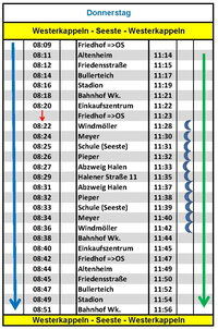 Fahrplan Bürgerbus: WK-Seeste-WK